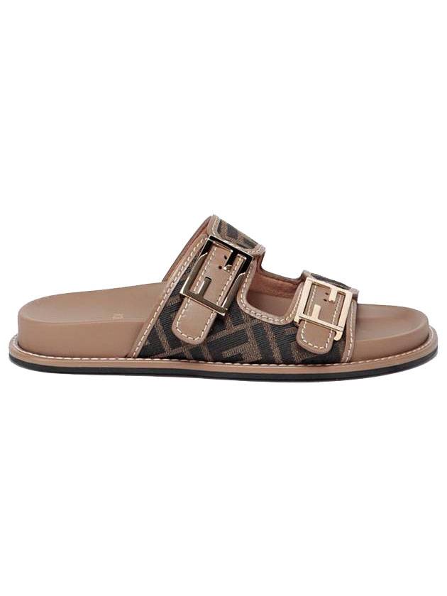 Luxury Fendi Feel Fabric Slippers Brown