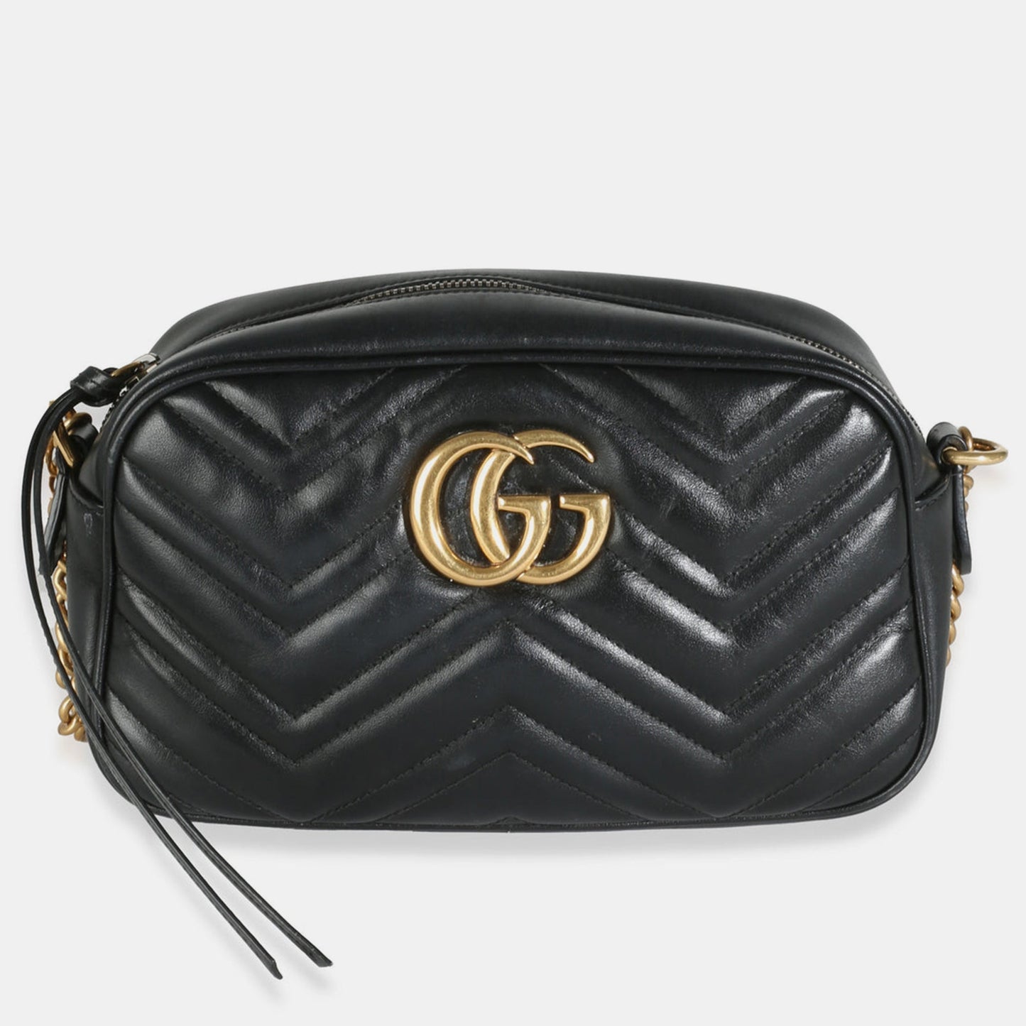 Luxury Gucci Trending 2025 Black Matelasse Leather Small GG Marmont Chain Bag Bag
