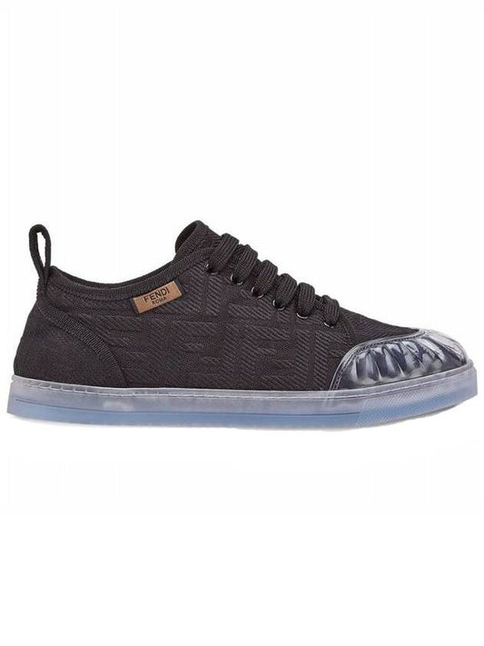 Luxury Fendi Women's FF Logo Canvas Low Top Sneakers Black