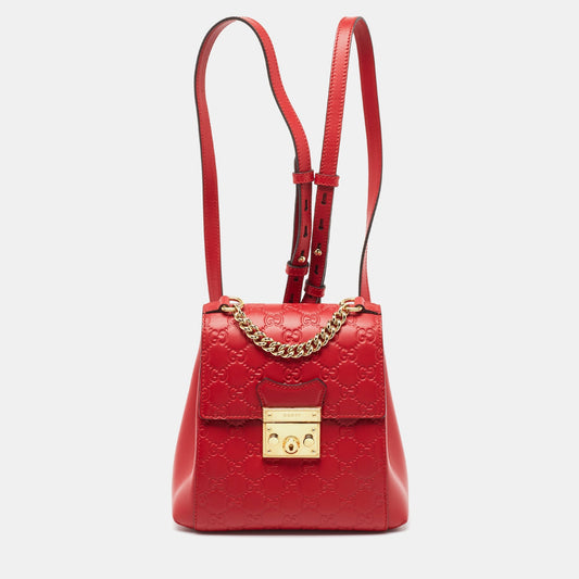 Luxury Gucci Trending 2025 Red Luxury Gucci Trending 2025ssima Leather Padlock Backpack
