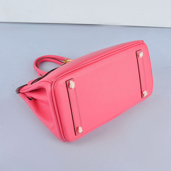 Luxury Hermes Birkin 30cm Togo Leather Handbags Lip Pink Golden