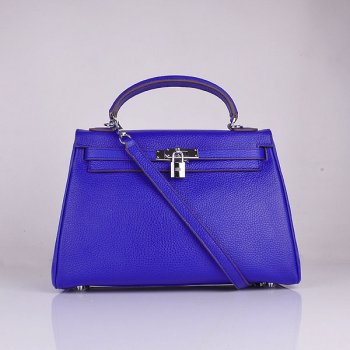 Luxury Hermes Kelly 32cm Togo leather 6108 electric blue silver