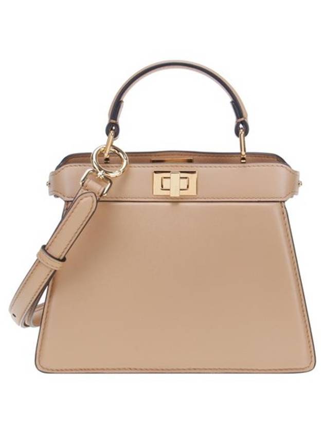 Luxury Fendi Peekaboo I See You Leather Tote Bag Beige