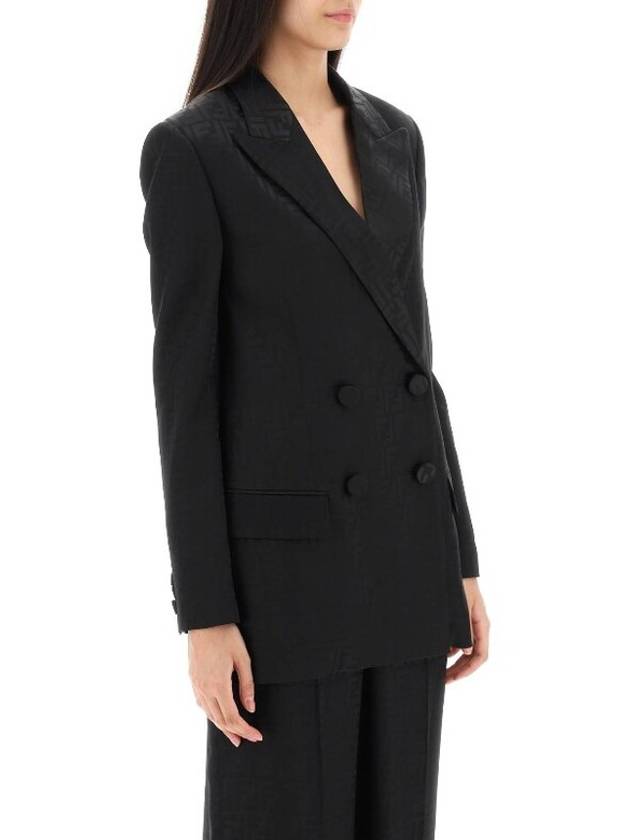 Luxury Fendi Logo Double Button Blazer Jacket Black