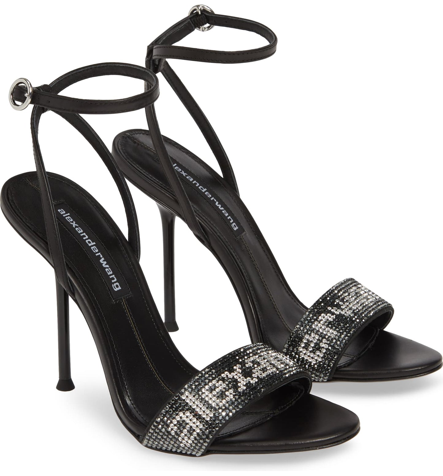 ALEXANDER WANG JANE CRYSTAL LOGO ANKLE STRAP SANDAL