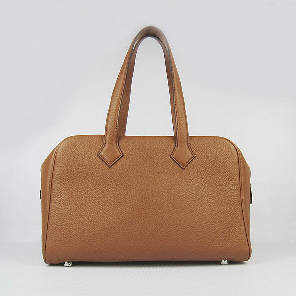 Luxury Hermes Togo leather handbag H2802 light coffee silver