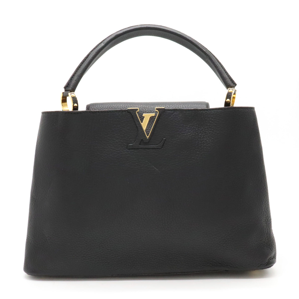 LOUIS VUITTON Louis Vuitton Capsine MM Handbag  Leather Black Black Gold  M48864