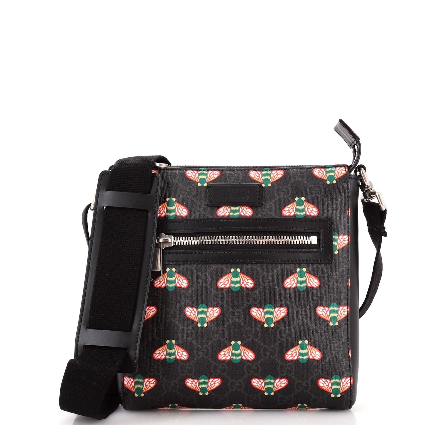 Luxury Gucci Trending 2025 Front Zip Messenger Bestiary Bee Print GG Coated Canvas Small
