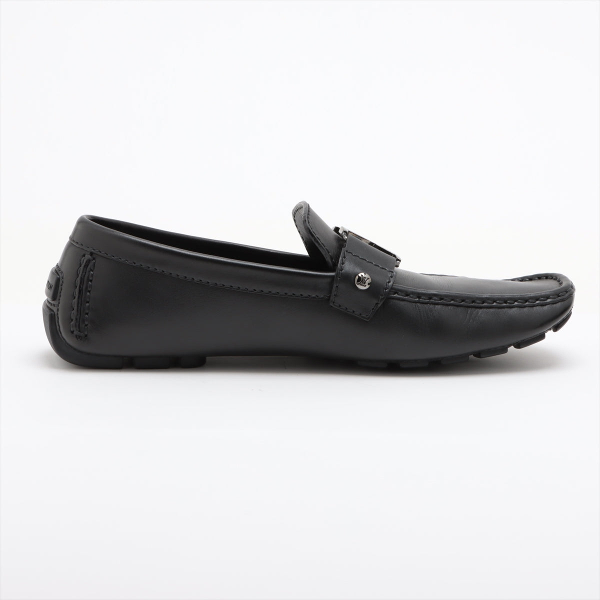 Louis Vuitton Monte Carlo 10 Years Leather Driving Shoes 7 1/2 Men Black FA0160 LV Logo