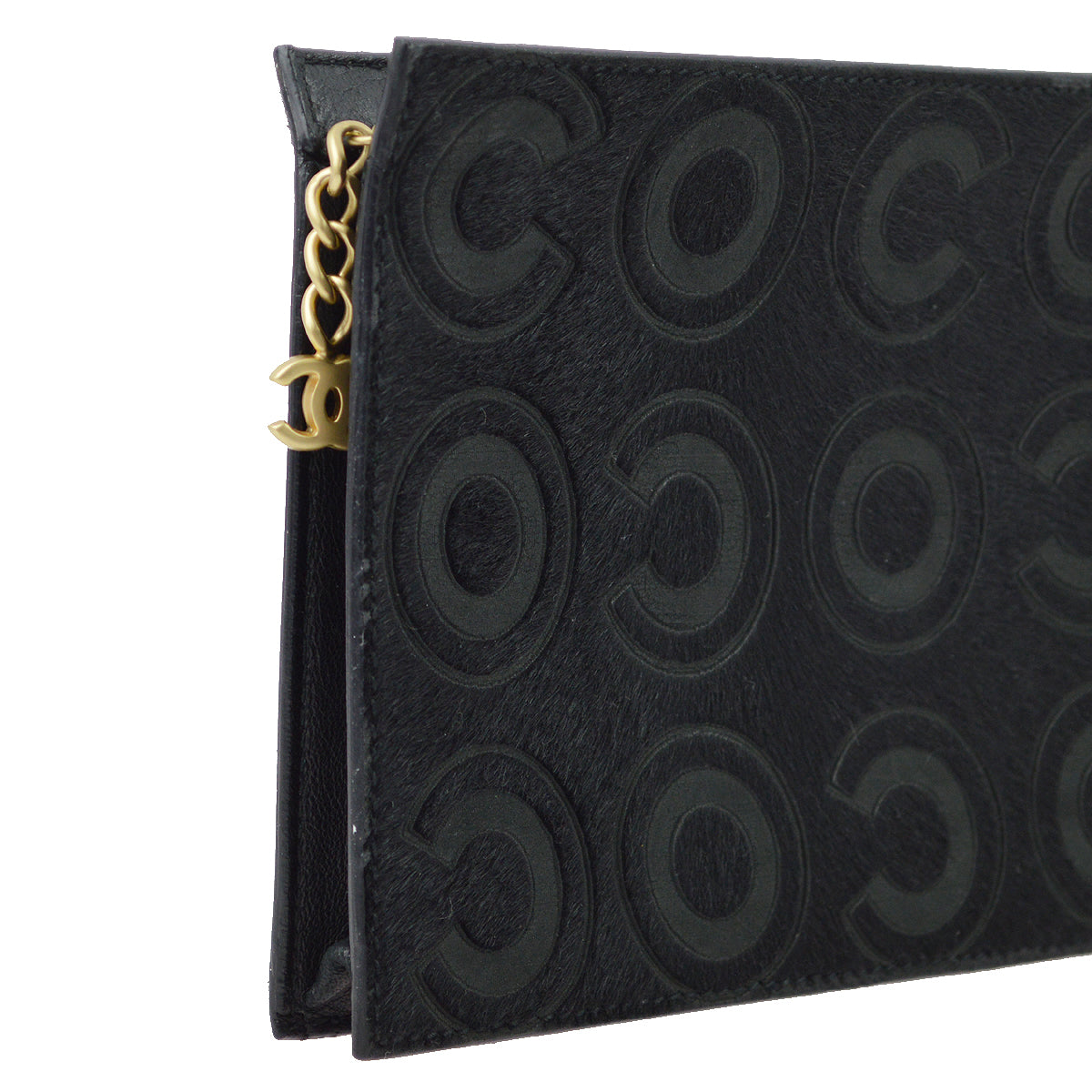 Luxury Chanel Black Pony Hair COCO Pouch Bag