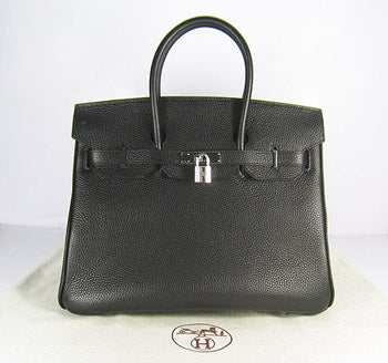 Luxury Hermes Birkin 35cm Togo Leather Handbags Black Silver