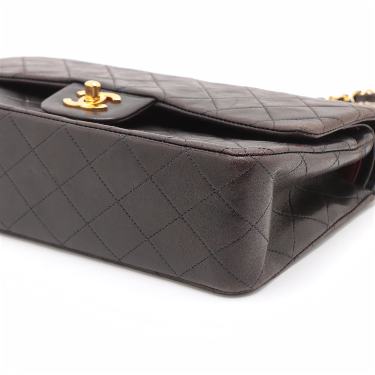 Chanel Matrasse 25  Double Flap Double Chain Bag Black G  3rd A01112 Snap Cracked