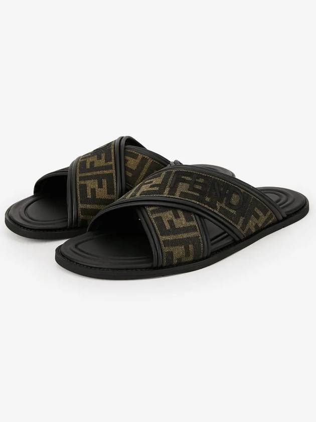 Luxury Fendi FF Logo Slipper Brown
