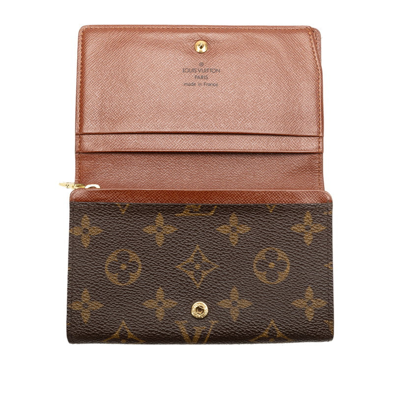 Louis Vuitton Monogram Portemone Vie Trezor Double Fed Wallet M61730 Brown PVC Leather  Louis Vuitton