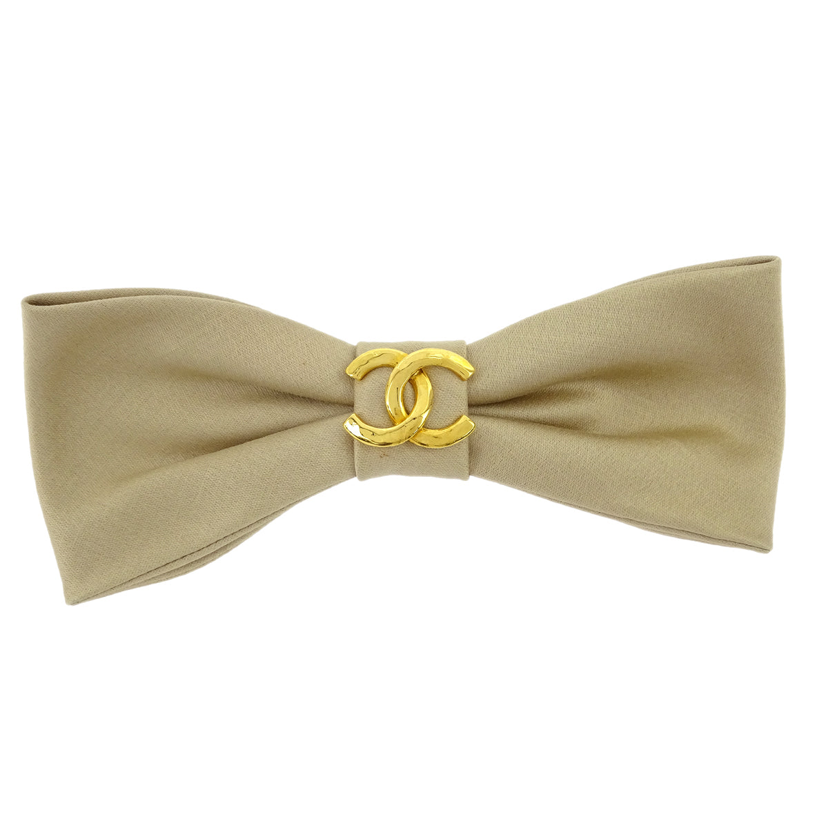 Chanel Bow Hair Clip Hairpin Barrette Beige