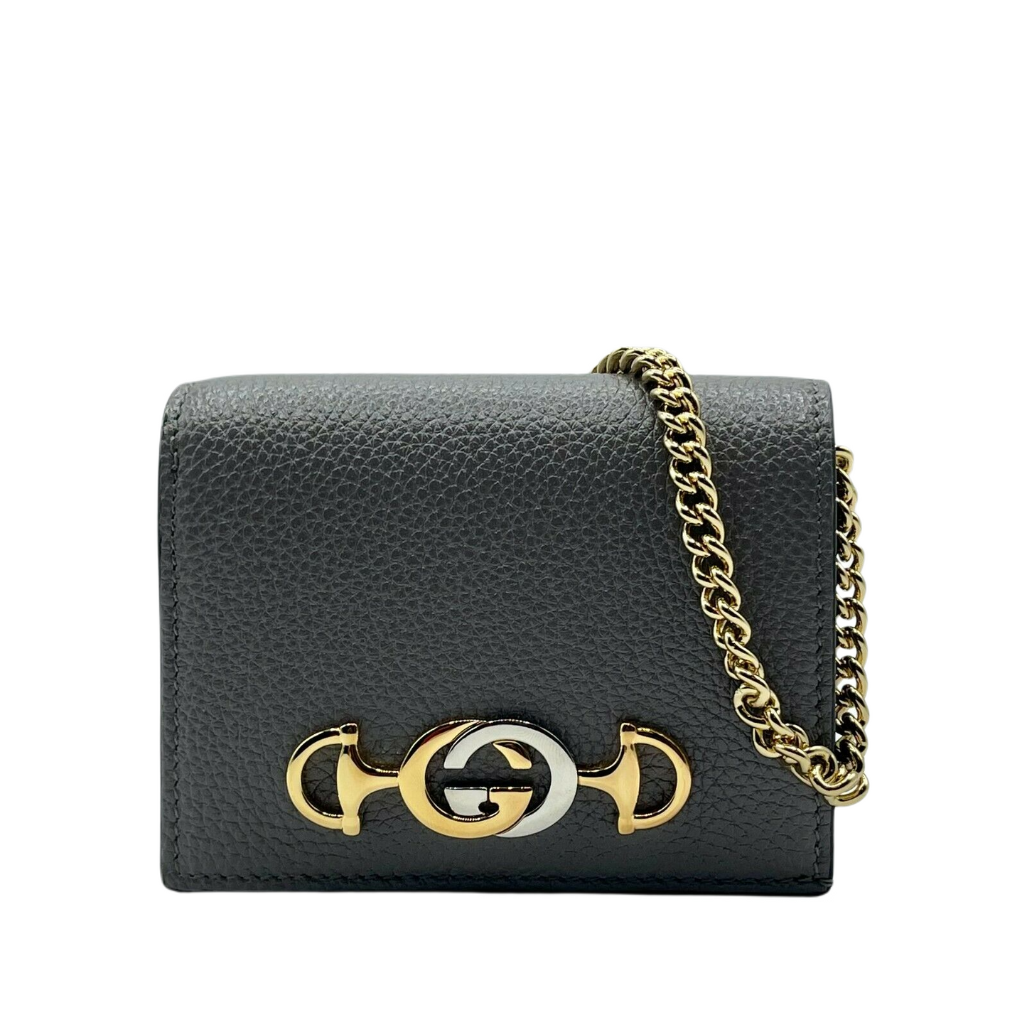 Gucci Zumi Women's Leather  Chain Bi-Fold Mini Wallet GG Logo