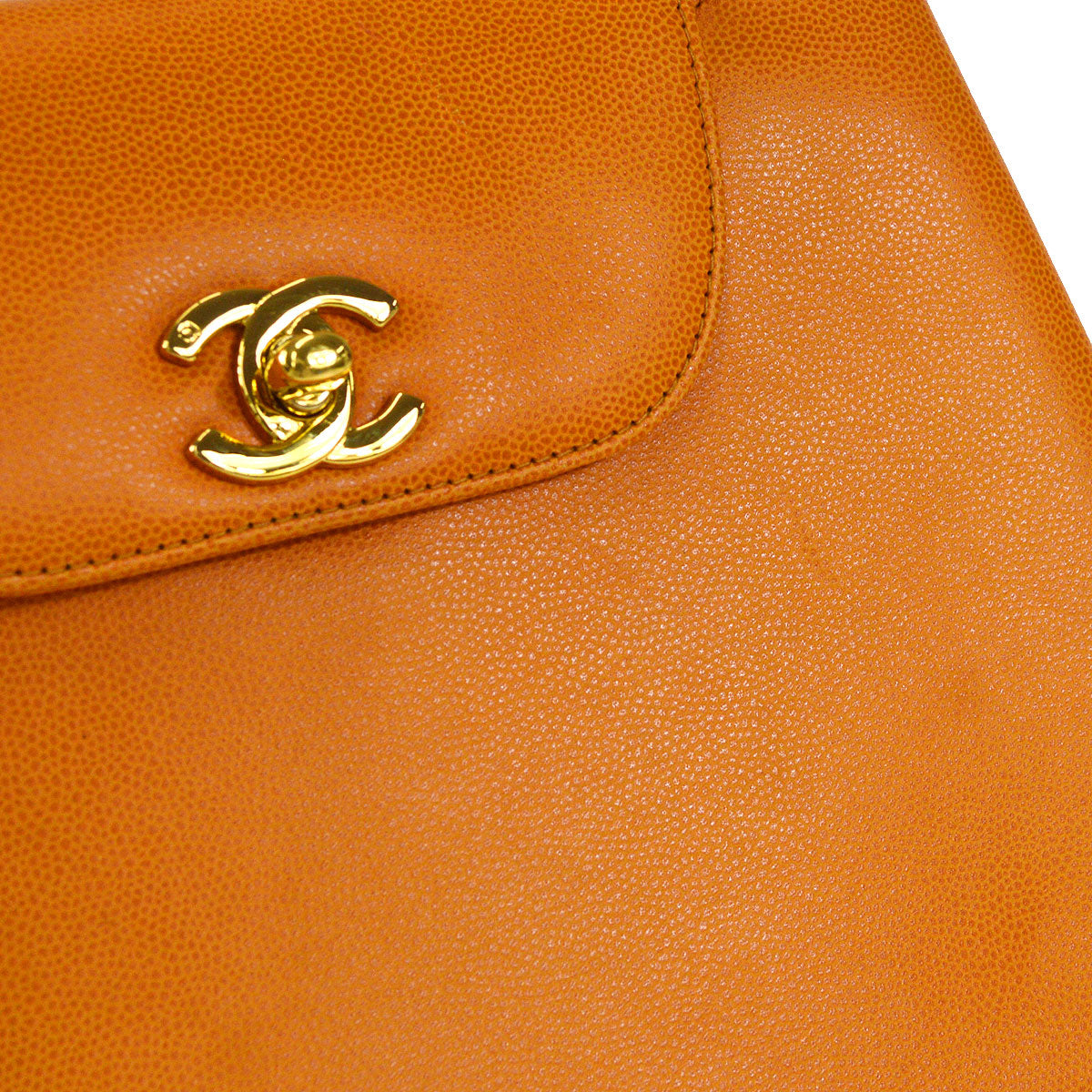 Luxury Chanel 1997-1999 Orange Caviar Medium Shopping Handbag
