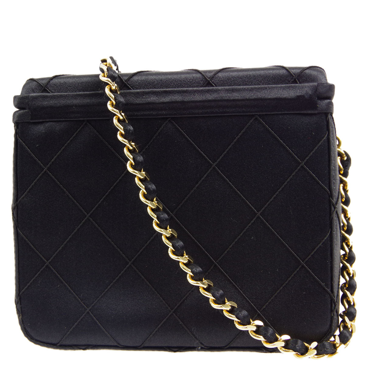 Luxury Chanel * 1997-1999 Black Satin Box Vanity Shoulder Bag