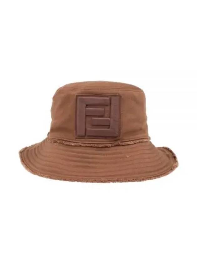 Luxury Fendi Logo Patch Bucket Hat Brown