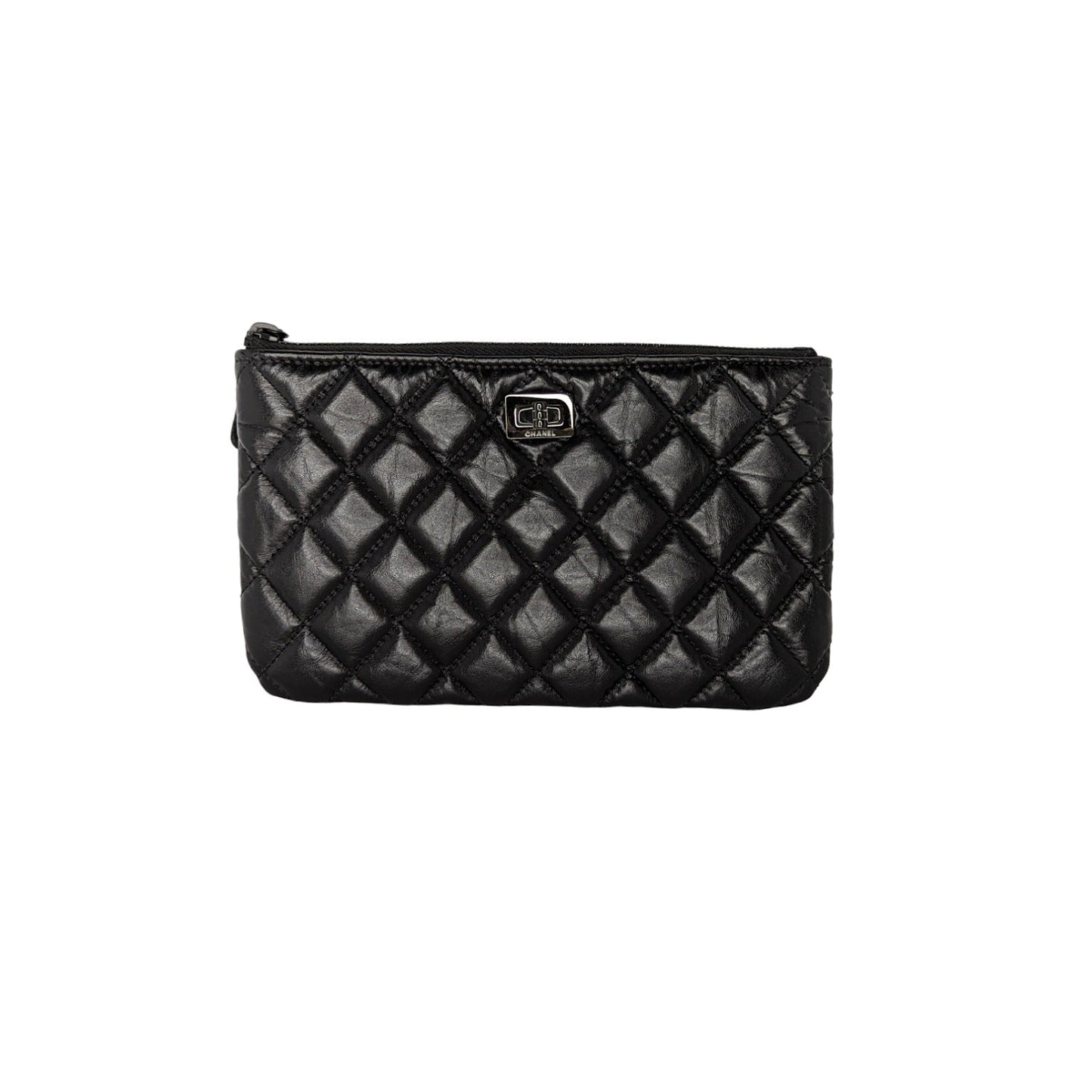 Luxury Chanel bag Black Aged Calfskin O Case 2.55 Reissue Pouch