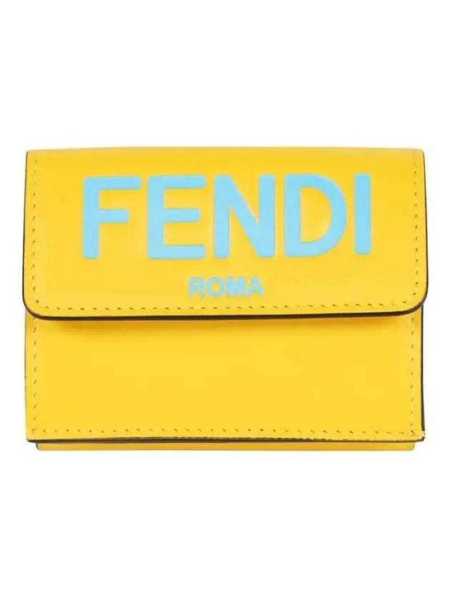 Luxury Fendi Logo Leather Half Wallet Yellow