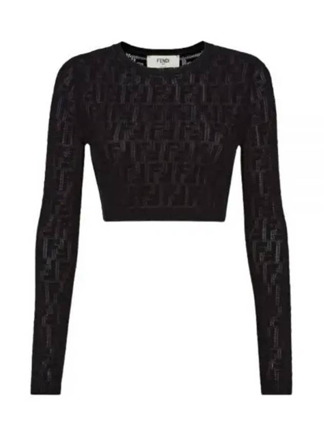 Luxury Fendi Cropped Knit Top Black