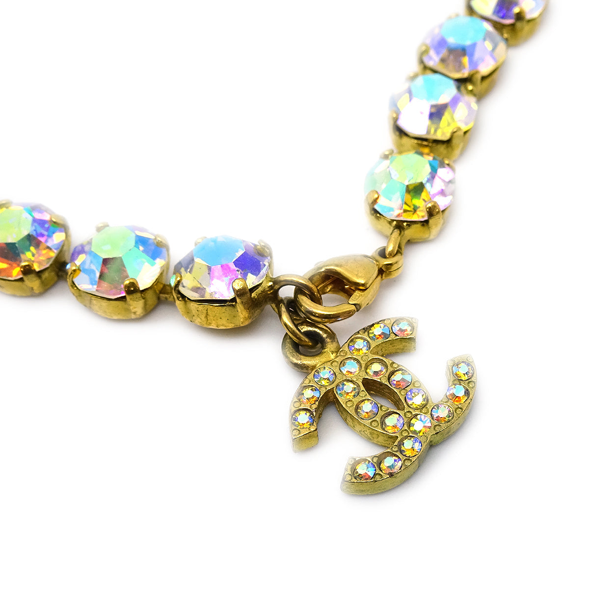 Luxury Chanel Anklet Gold Rhinestone 95P
