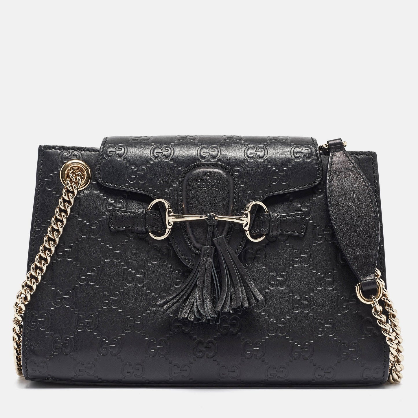 Luxury Gucci Trending 2025 Black Luxury Gucci Trending 2025ssima Leather Small Emily Chain Shoulder Bag
