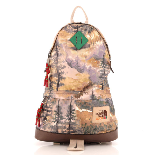 Luxury Gucci Trending 2025 x The North Face Zip Backpack Printed Nylon Medium