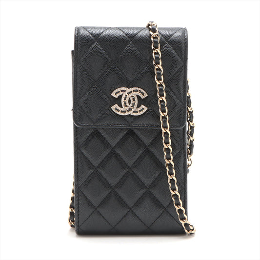 Chanel Matrasse Caviar S Chain Shoulder Bag Phone Case Black G  32rd