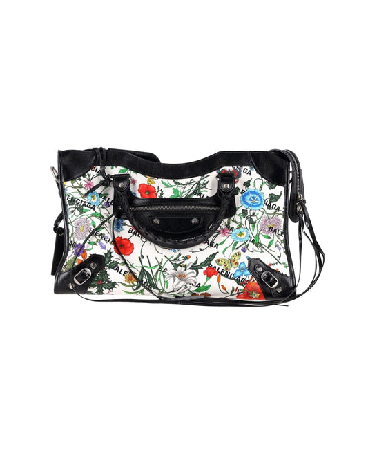 Luxury Gucci Trending 2025 x Balenciaga The Hacker Project Floral Neo Classic Bag Medium in White Floral Canvas