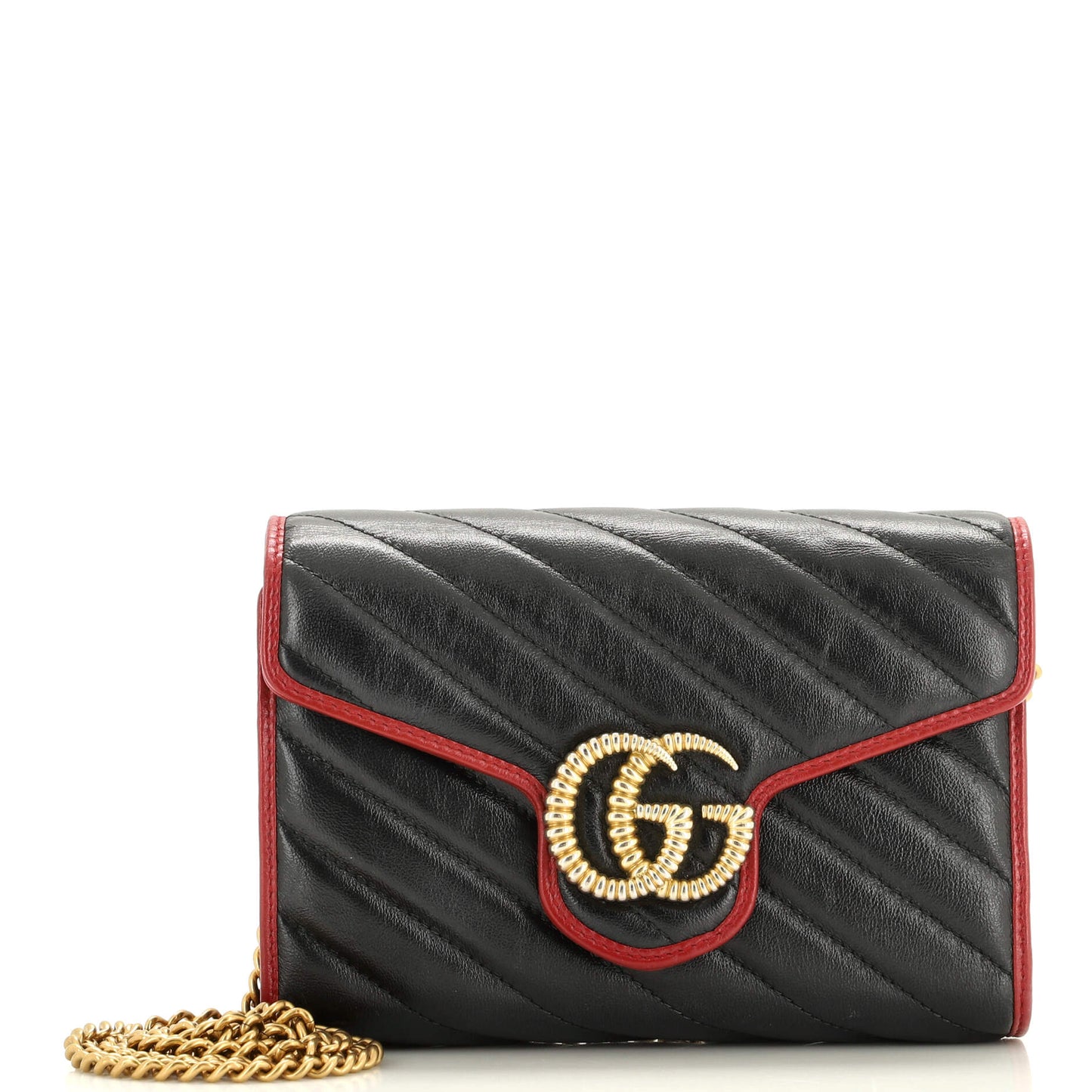 Luxury Gucci Trending 2025 GG Marmont Chain Wallet Diagonal Quilted Leather Mini