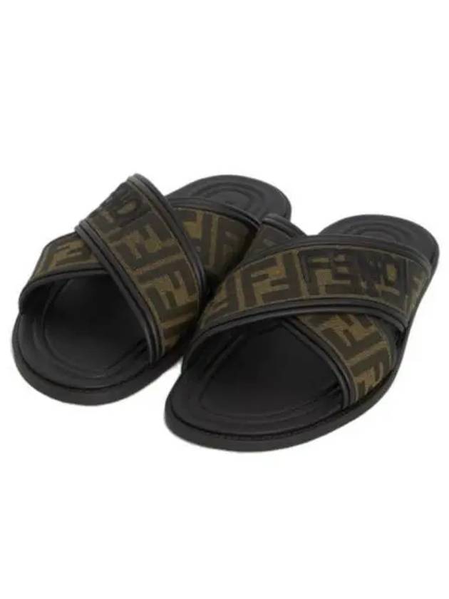 Luxury Fendi FF Logo Slipper Brown