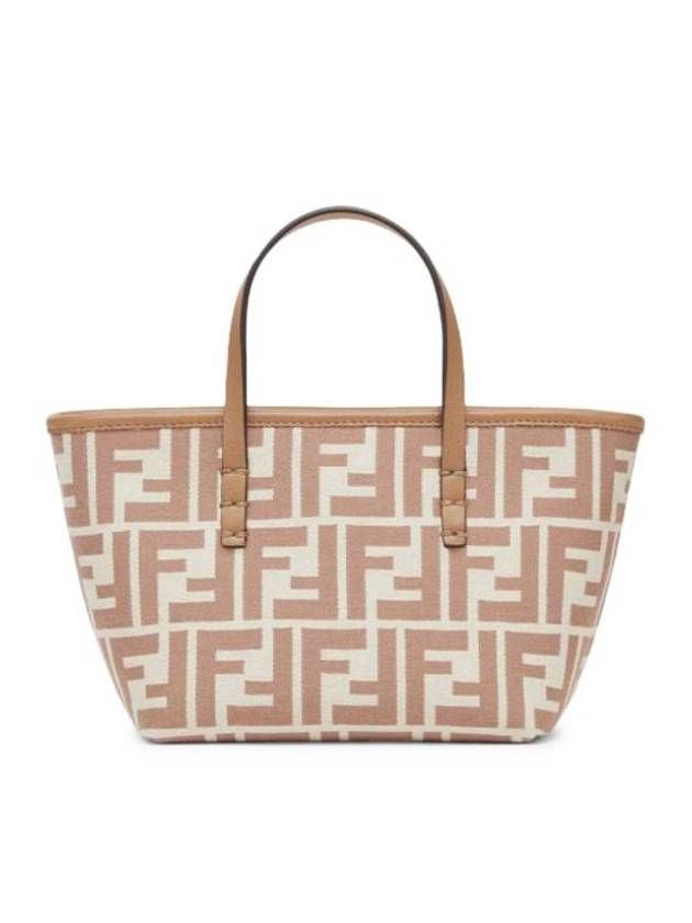 Luxury Fendi Roll FF Jacquard Small Tote Bag Beige