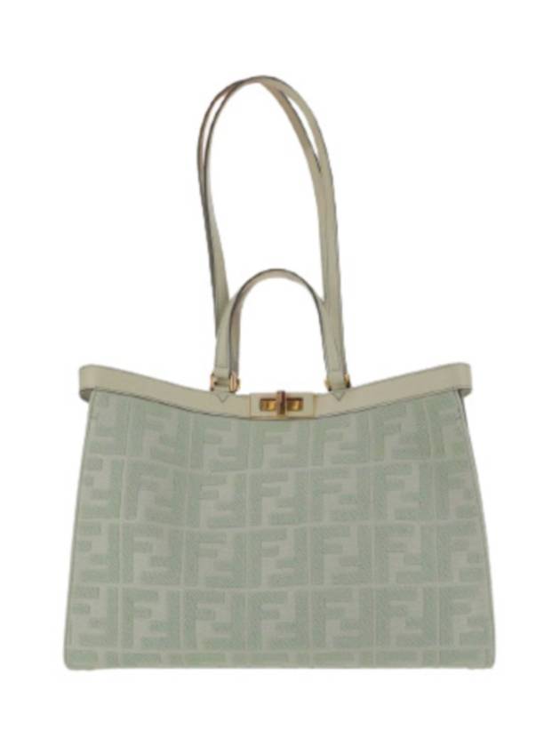 Luxury Fendi Logo Pattern Medium Canvas Tote Bag Green