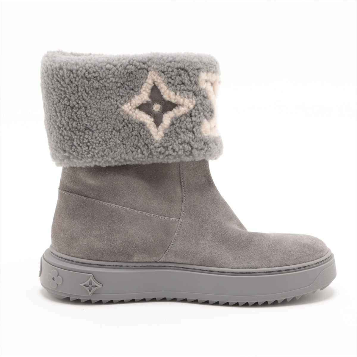 Louis Vuitton Snowdrop Line 22 Years Mouton Short Boots 37 1/2  Grey TC0272 Monogram Insol Boar