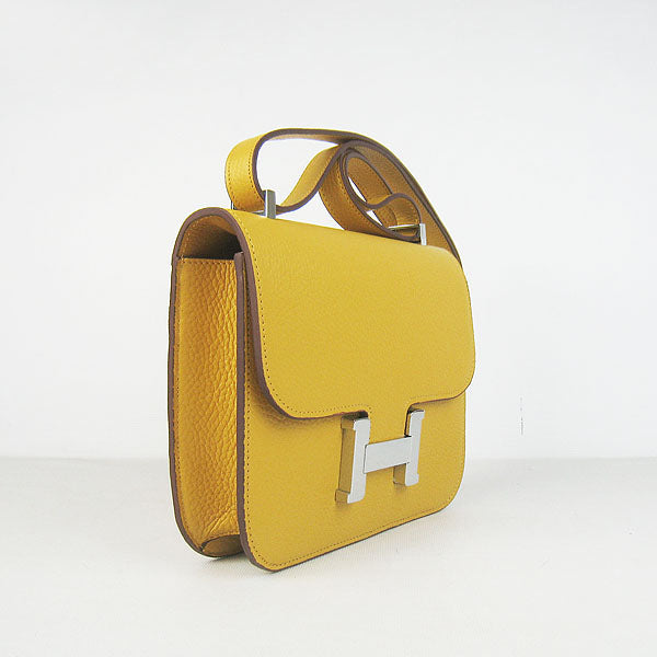 Luxury Hermes Constance Cowskin Leather Bag H017 yellow silver
