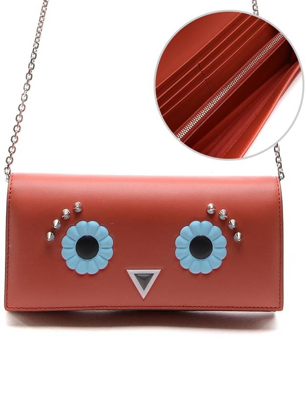 Luxury Fendi Face Wallet Chain Cross Bag Red