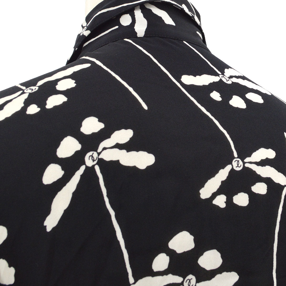 Luxury Chanel Fall 1994 CC floral-print silk shirt #40