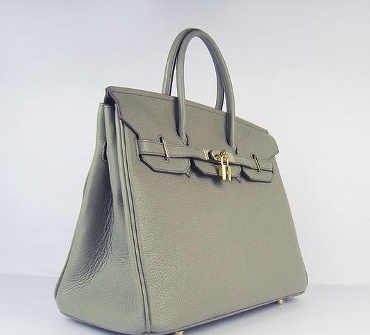 Luxury Hermes Birkin 35cm Togo Leather Handbags Dark Grey Golden
