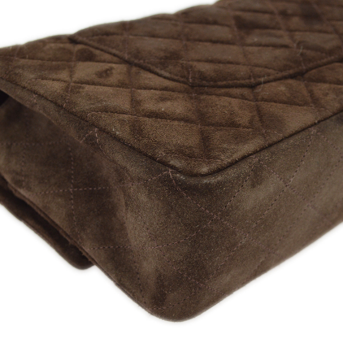 Luxury Chanel Brown Suede Medium Classic Double Flap Shoulder Bag