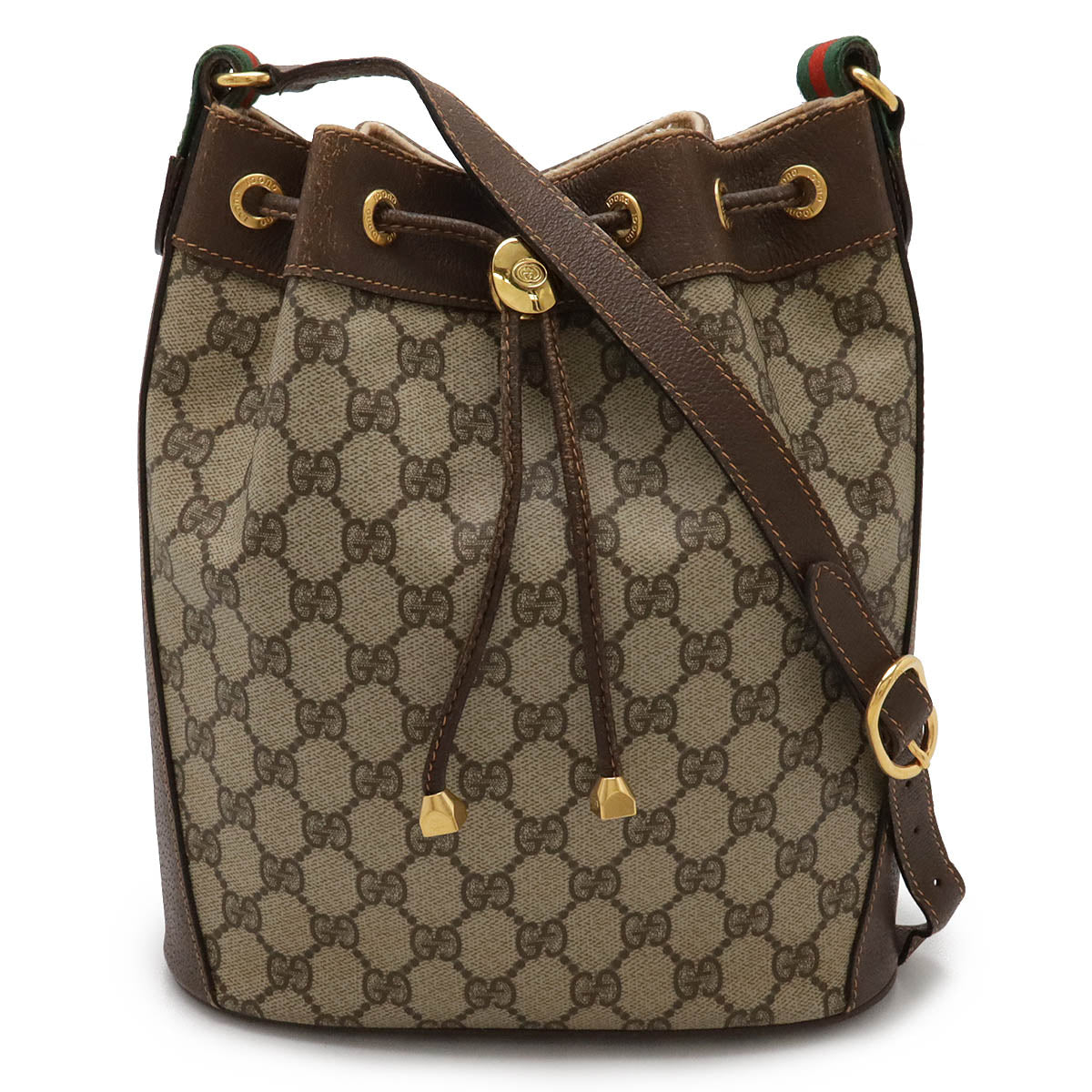 Gucci GG Plus Drawstring Shoulder Bag PVC Leather