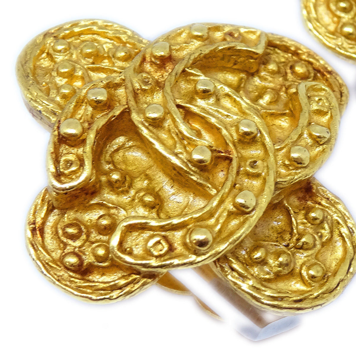 Luxury Chanel Cross Earrings Clip-On Gold 94A