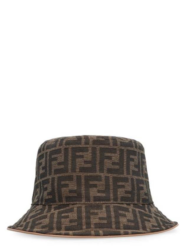 Luxury Fendi FF Logo Embroidery Cotton Bucket Hat Brown
