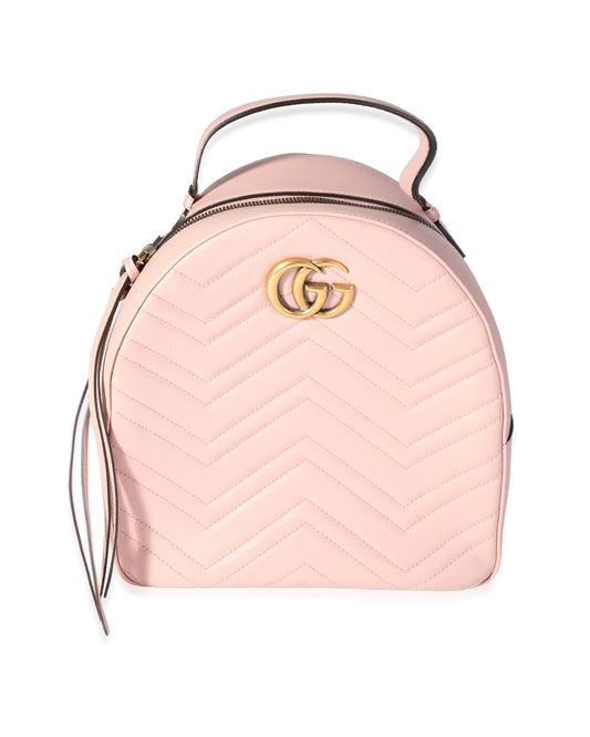 Luxury Gucci Trending 2025 Pink Matelassé Calfskin GG Marmont Dome Backpack
