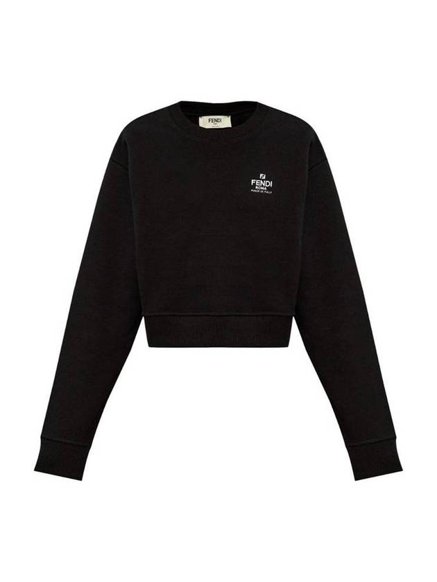 Luxury Fendi Logo Embroidery Crew Neck Sweatshirt Black