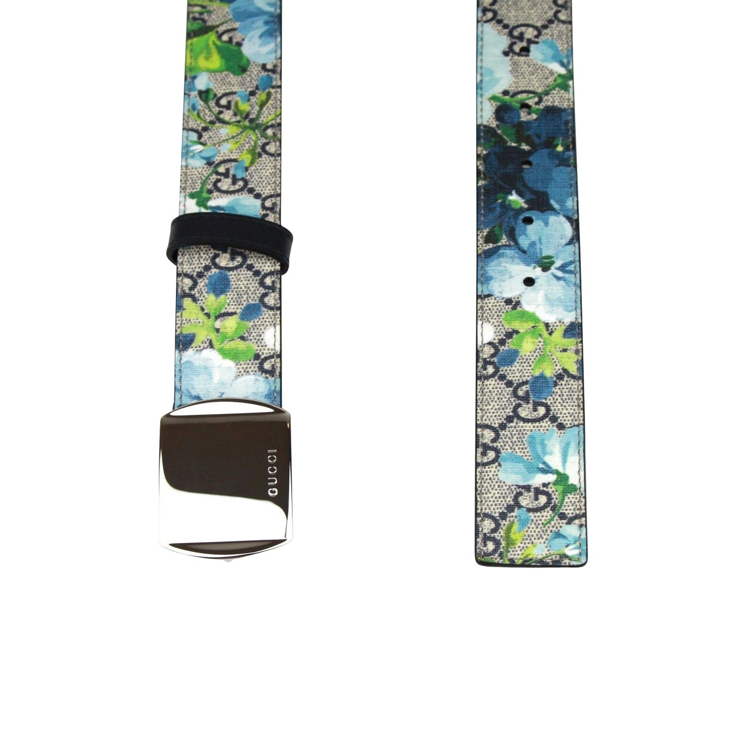 Gucci Unisex  Buckle GG Supreme Coated Canvas Belt With Box