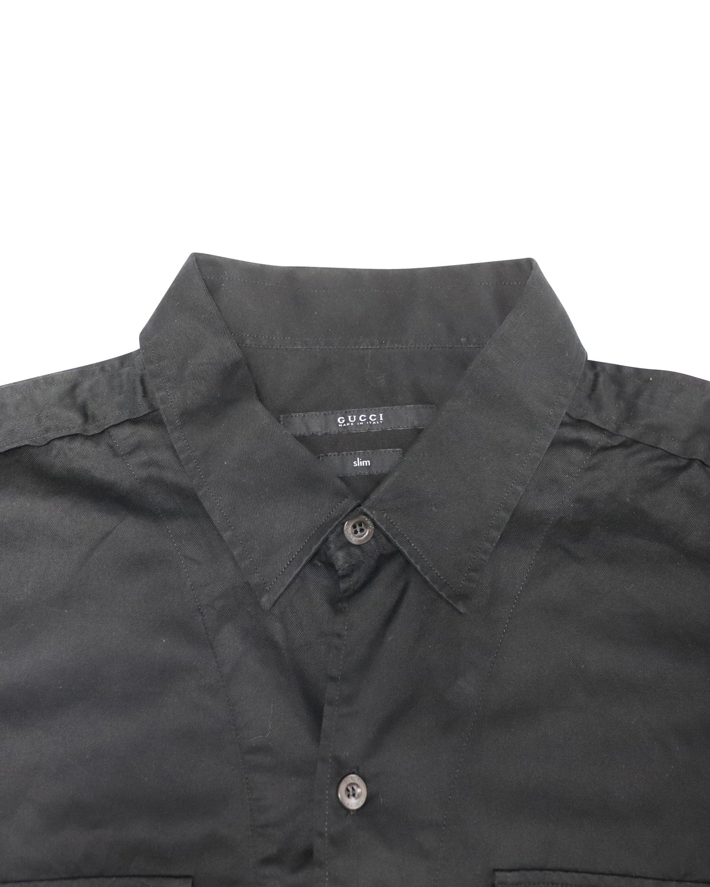 Luxury Gucci Trending 2025 Slim Fit Long Sleeve Button Front Shirt in Black Cotton
