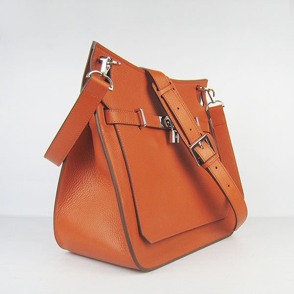 Luxury Hermes Leather Shoulder bag H6508 orange silver
