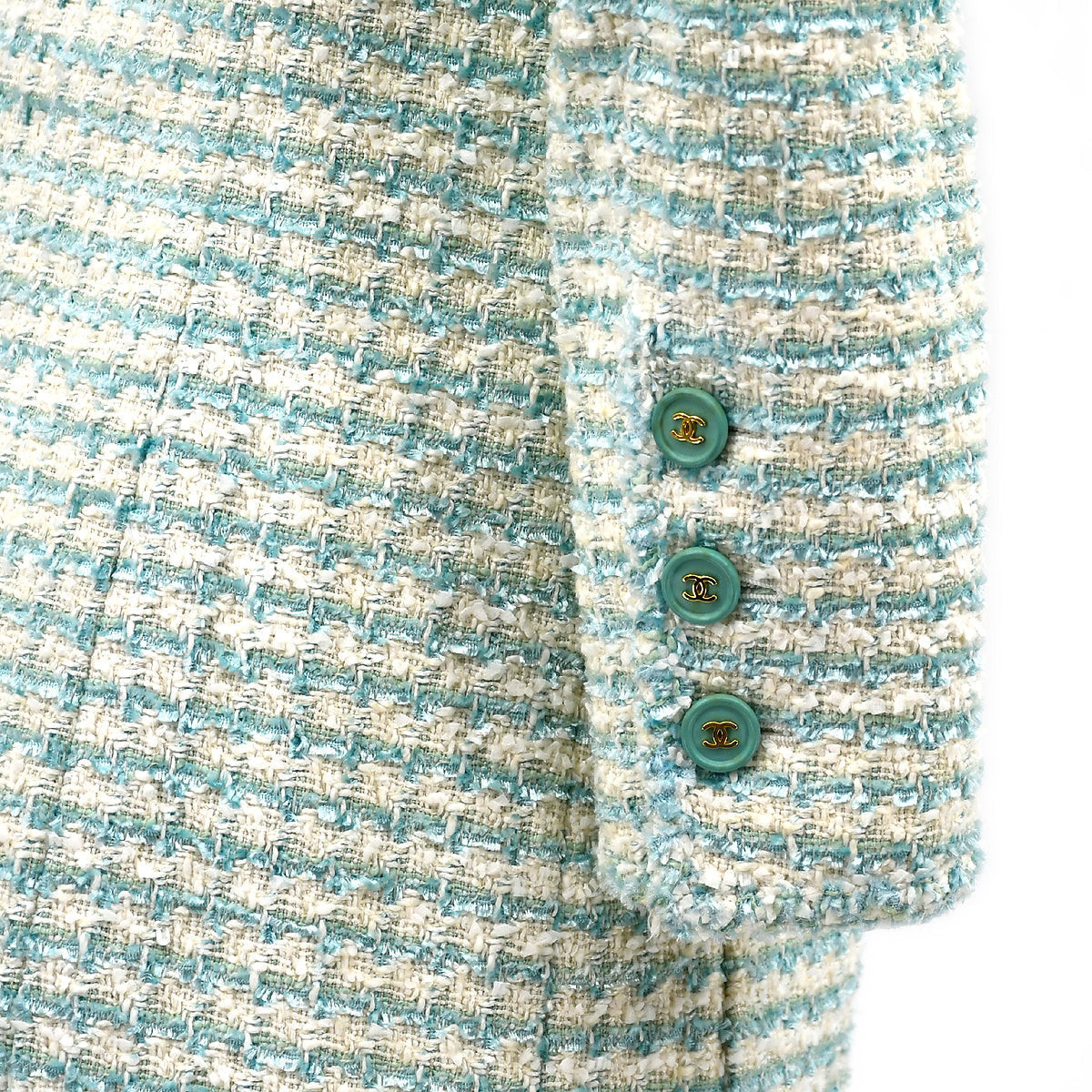 Luxury Chanel Single Breasted tweed Jacket Blue 20 #36